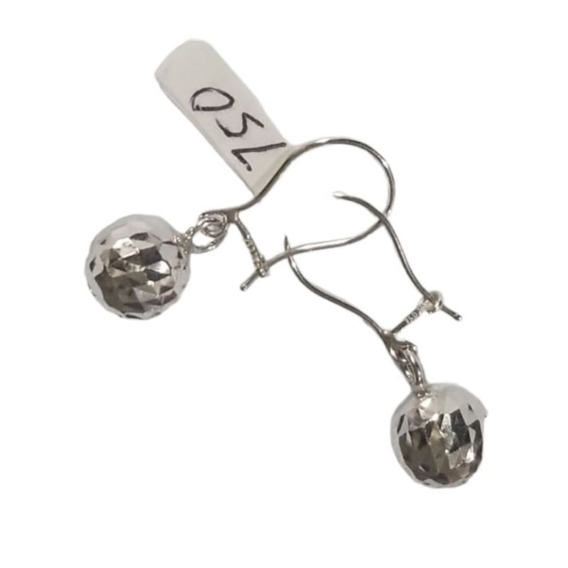 Anting Kait Bola Crystal Elegant Emas Putih Asli