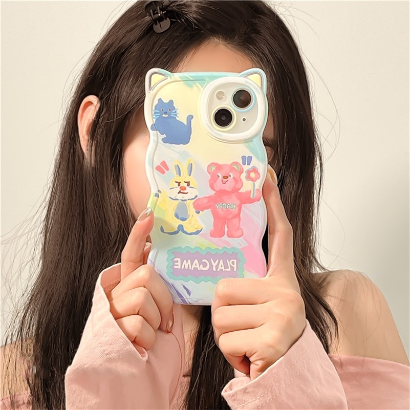 Soft Case Silikon Motif Lukisan Cat Minyak Beruang Untuk iPhone 14 13 12 11 Pro Max X Xr Xs Max 8 7 6 6s Plus