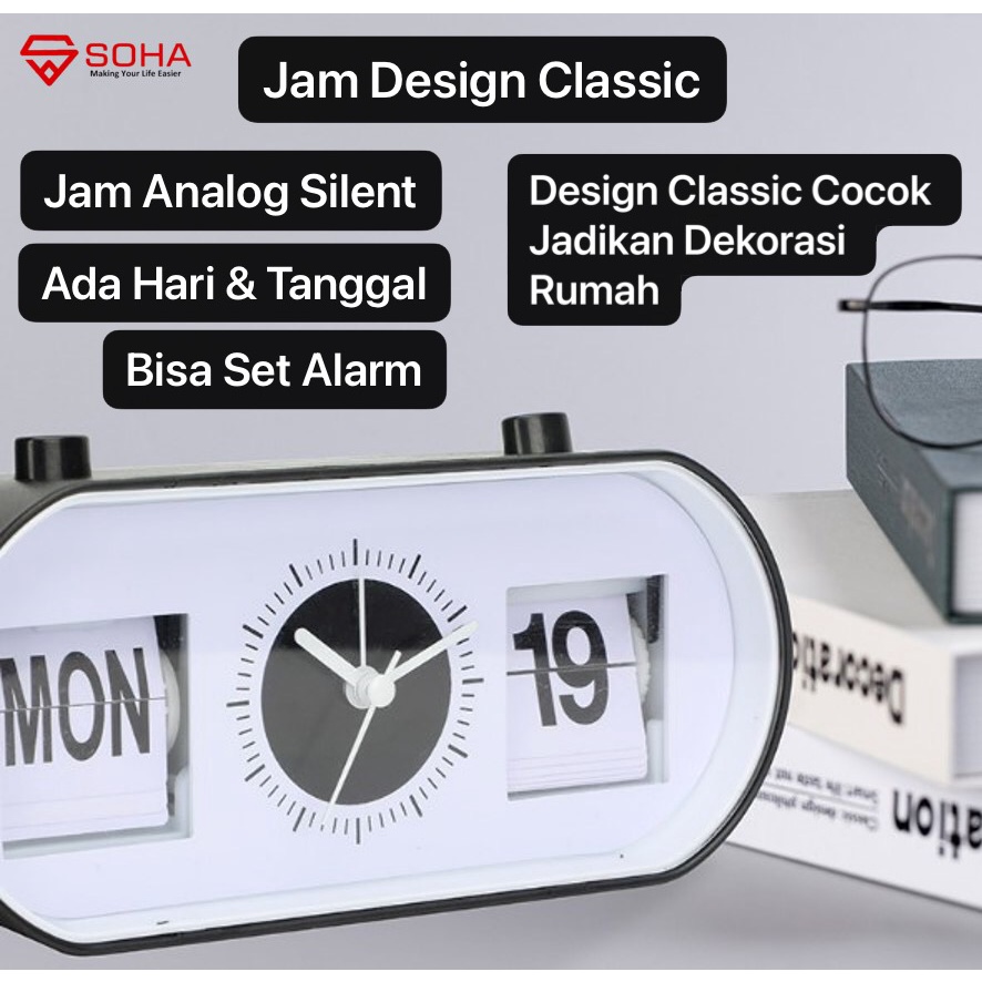 JD-10 Jam Weker Digital Classic Bisa Set Hari &amp; Tanggal Ada Alarm Dengan Design Simple &amp; Jam nya Tidak Berisik / Silent