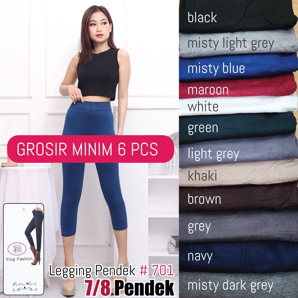 Grosir Minim 6 pcs ] Leg 701 Pendek / Legging polos pendek 7/8 import / legging polos wanita / legging polos import / legging hitam