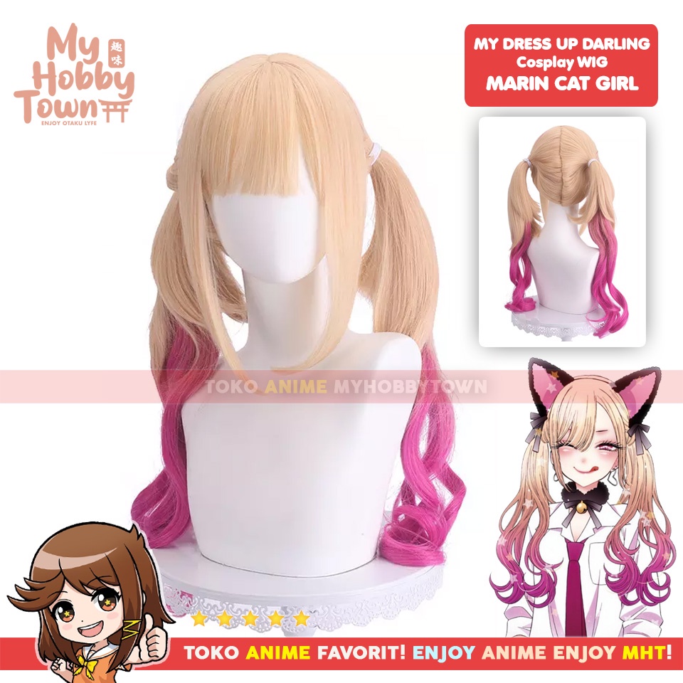 Wig Cosplay Anime My Dress Up Darling : Marin Cat Neko Version Rambut Palsu