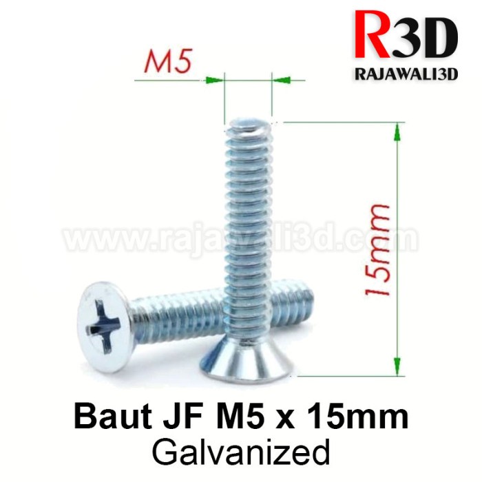 Baut JF Galvanis Verseng M5 X 15mm