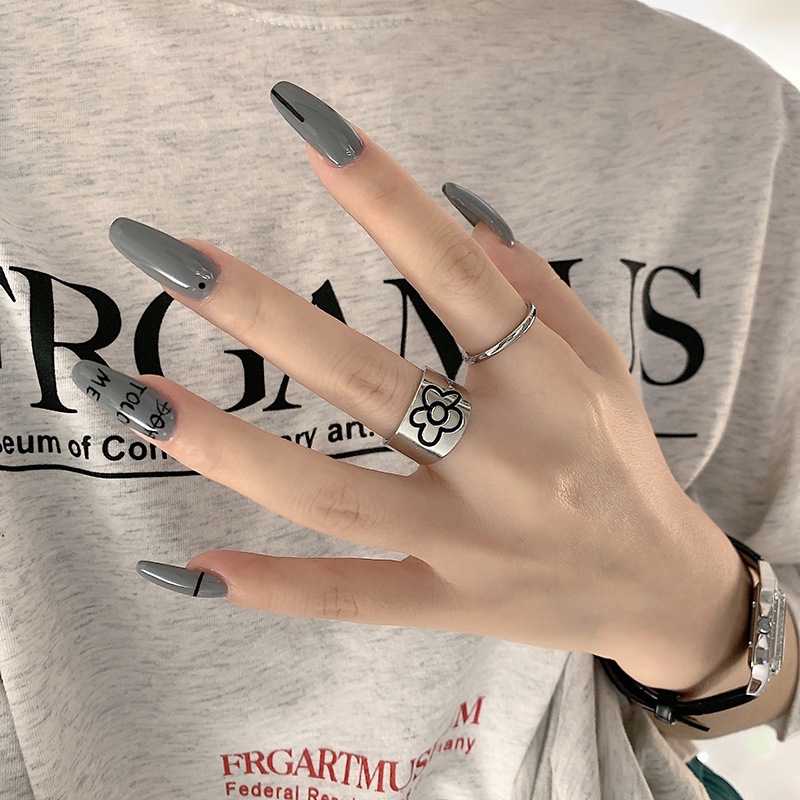 Cincin Model Terbuka Desain Bunga Gaya Stylish Serbaguna Untuk Wanita