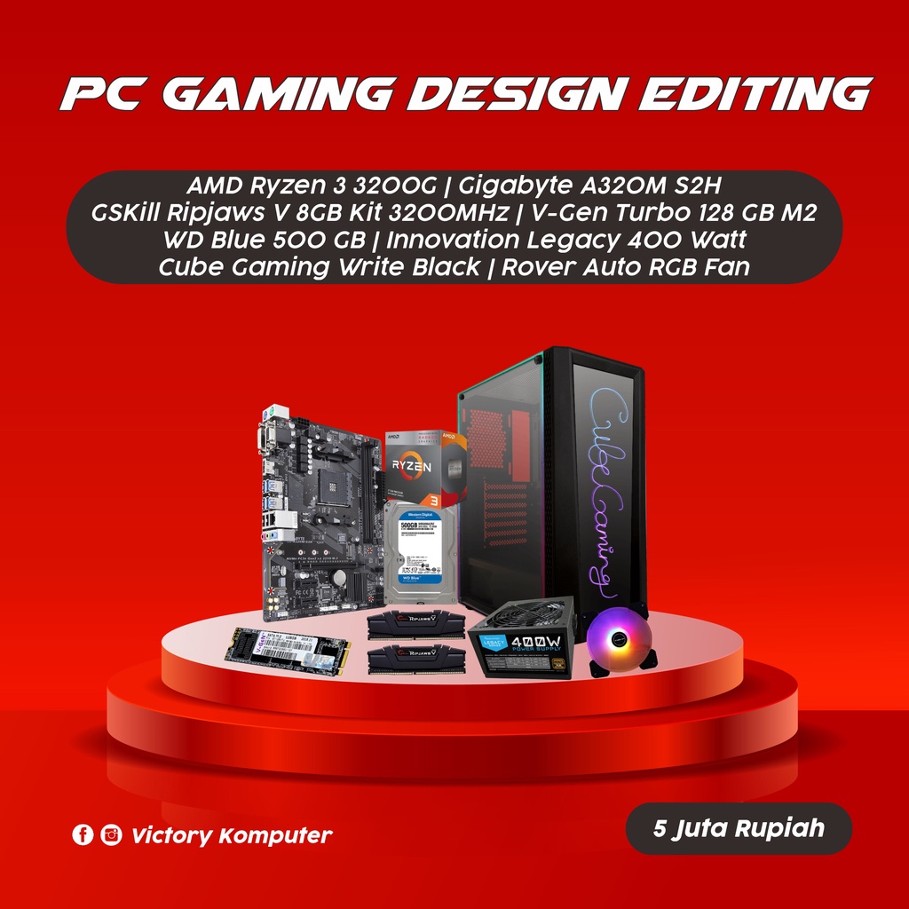 PC Desain Grafis Gaming Editing AMD Ryzen 3