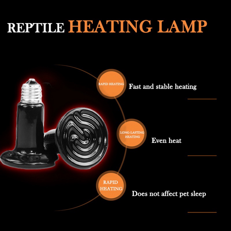 【25-50-100W】Lampu Pemanas Reptil/Heater Reptil/Pemanas Bahan Keramik Reptil/Lampu Pemanas Tanpa Cahaya Reptil