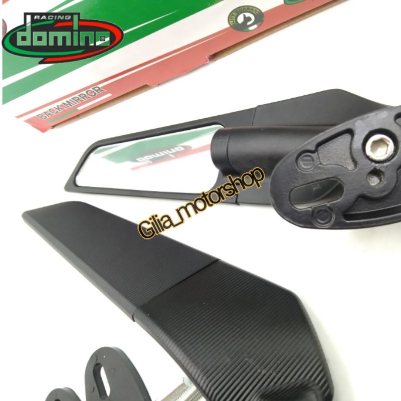 Spion winglet Stealth circuit kaca putih datar untuk motor fairing