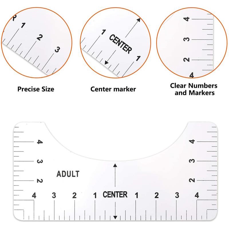 【5 PCS/SET】Penggaris Pengukur Desain Model Round Neck/T-Shirt Ruler/Penggaris Kaos Untuk Sablon Round Neck