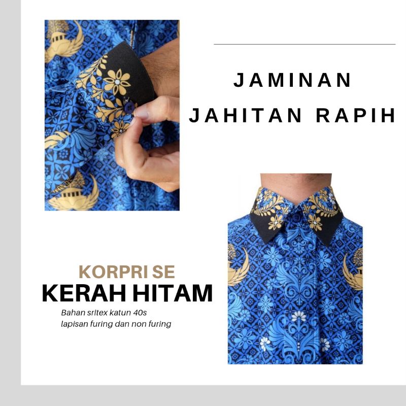 Batik Korpri Terbaru 2022 Kerah Hitam Furing / Baju korpri terbaru Wanita  2022 / Korpri Kerah Hitam / baju korpri pria / baju korpri wanita / seragam korpri / korpri baru / hem batik korpri premium / korpri wanita / Bahan kain batik Korpri