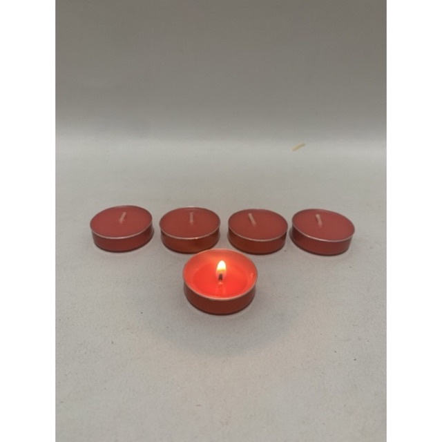 LILIN TEA LIGHT CANDLE AROMATERAPI / PUJA SEMBAHYANG 100 BIJI 3 JAM WARNA MERAH