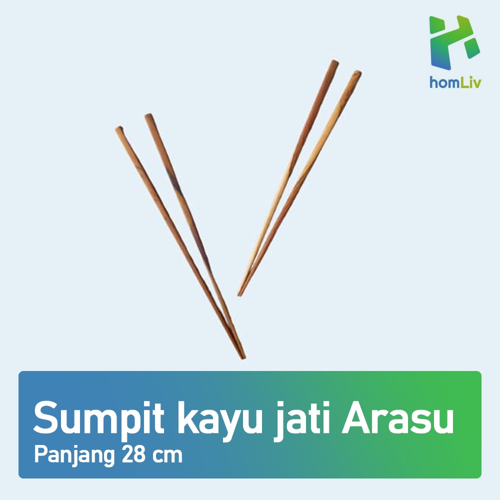 Ktmstore HomLiv Sumpit Kayu Jati Panjang 28cm Foodgrade (2 pasang) Long Chopsti