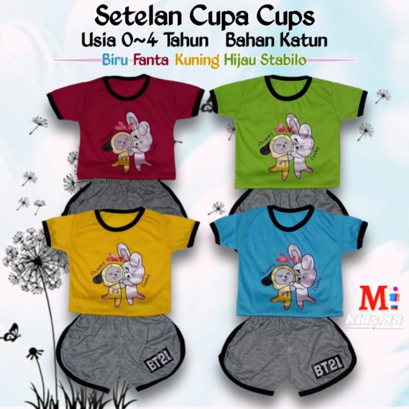 Setelan Baju Anak Playset/CUPA CUPS set anak perempuan/CHIMMY COOKY/size S,M,L,XL,XXL buat usia 0-4 tahun