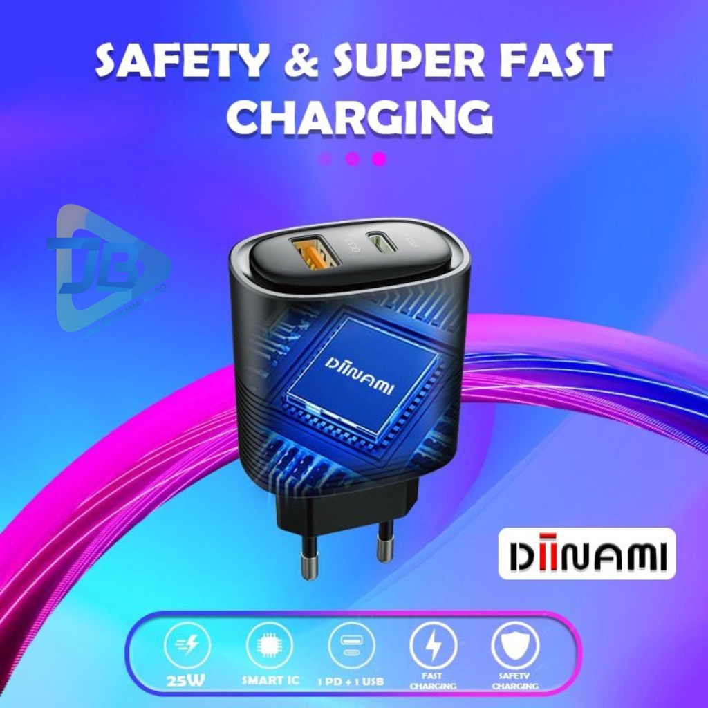 BATOK CHARGER DIINAMI  POWER SUPER II Dual Port USB (2.4A ) &amp; Type-C (PD) 3A 25W bergaransi JB5978