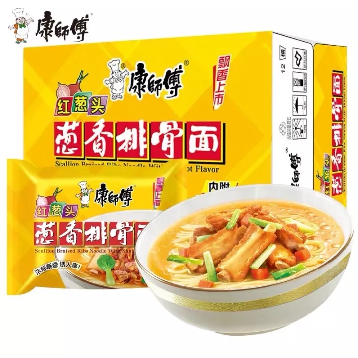 

Master Kong Instant Noodles Scallion Braised Ribs Noodles with Shallot Flavor Soup Pocket Noodles