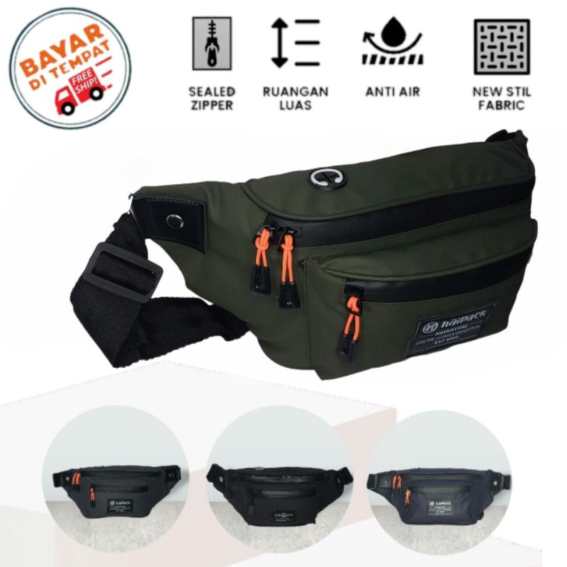 Tas Selempang Pria Anti Air Waistbag Hitam Polos Army Tactical Pria Waterproof/TasSelempangArmyTacticalPriaPremium/TasSlempangPinggangPahaBahuHandbagSlingbagLorengArmyTacticalOlahragaPriaTentaraMiliterPolisiKopasus