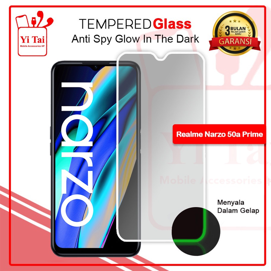 YI-TAI TEMPERED GLASS PREMIUM SPY GLOW IN THE DARK REALME GT 2 PRO REALME GT NEO 3 REALEM NARZO 50A PRIME REALME NARZO 50I REALME NARZO 50A WHITE_CELL