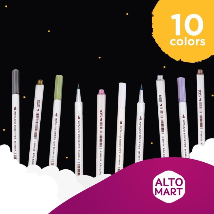 

Star Sta Metallic Brush Pen Set 10 Colors Terbatas
