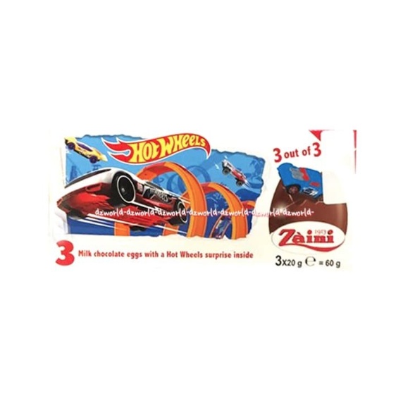 Zaini Hot Wheels Egg Chocolate 3pc Coklat telur Bulat Isi Mainan Mobil Hot well Zainy Hotwheel Cokelat Egg Mobil Cokolat Telor Hotwheels Car Eggs Cokolat