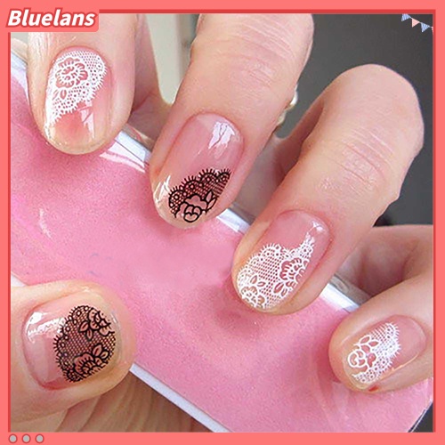 [Bayar Di Tempat][bluelans]30 Lembar Stiker Kuku Motif Bunga / Hati / Pita 3D untuk Manicure