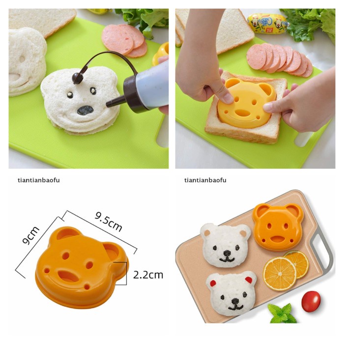 Elmart Alat Cetakan Sandwich Pemotong Roti Tawar MotIf Kartun Kitty Bear Rabbbit CS01