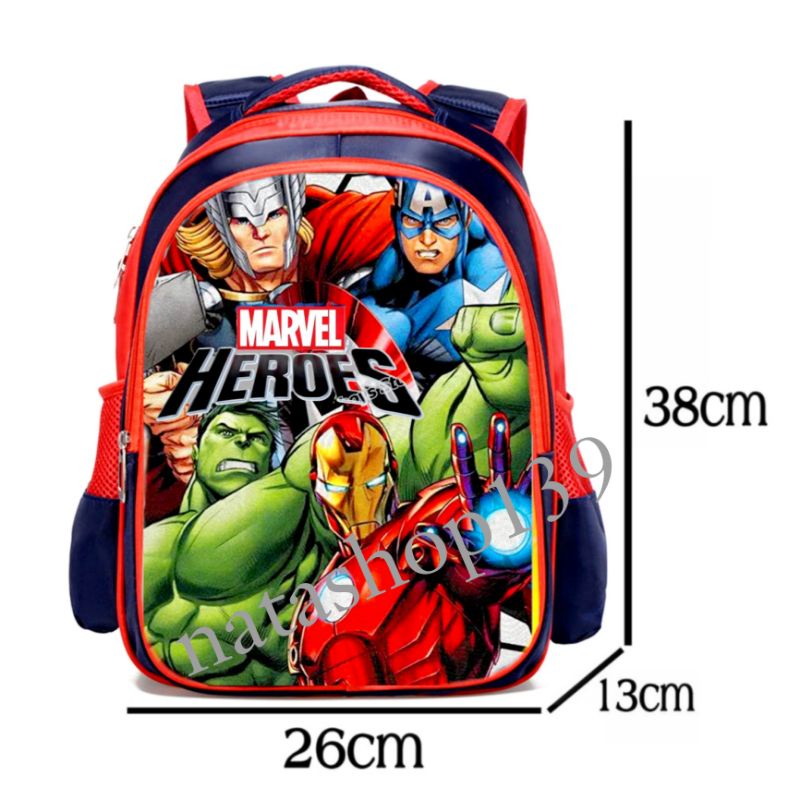 Hot Sale Tas Sekolah TK-SD Anak Laki-Laki Tas Ransel Marvel Superhero