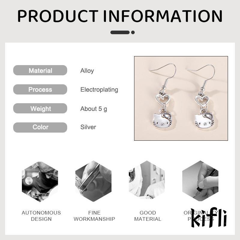 Anting Desain Kartun Kucing Bahan Alloy Gaya Retro Untuk Perempuan