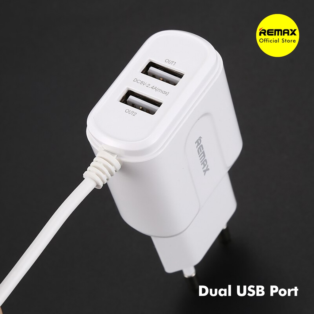 Remax Charger Adapter 2 Port USB + Built In Kabel Type C 2.4A RP-U22PRO-A