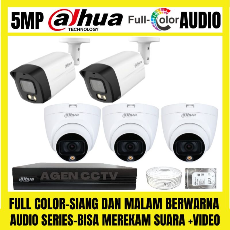 PAKET CCTV DAHUA FULL COLOR 5MP 8 CHANNEL 5 KAMERA AUDIO SERIES COLORVU