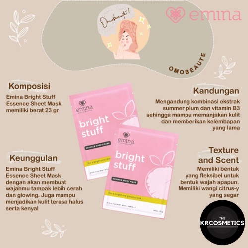 EMINA Bright Stuff Essence Sheet Mask masker topeng 20 gr