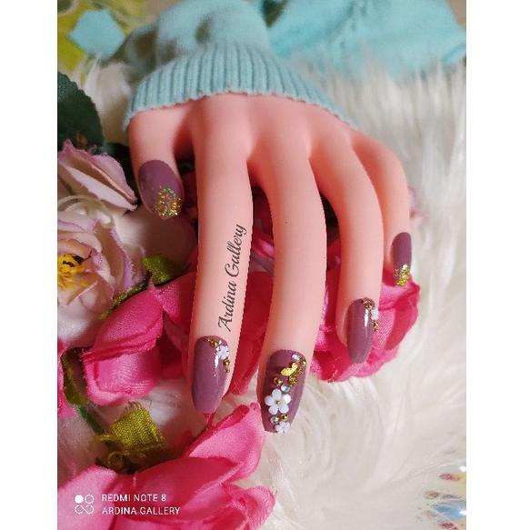 KIRIM HARI INI Kuku palsu lilac, fake nail wedding, kuku palsu ungu handmade (ART. Z9512)