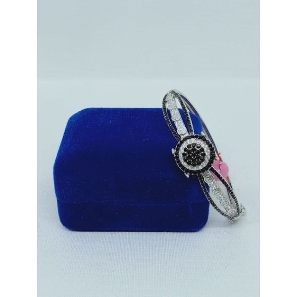 Gelang bangle di*r mt hitam kombi mp / gelang perak asli silver 925 lapis emas/ gelang fashion wanita terbaru