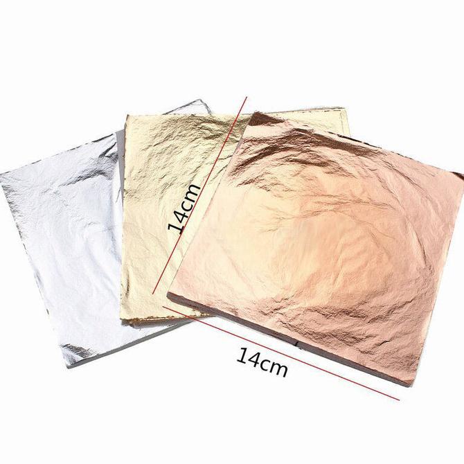 

&<&<&<&] kertas emas gold leaf sheet sheets imitasi gilding 14 x 14 cm 100 pcs