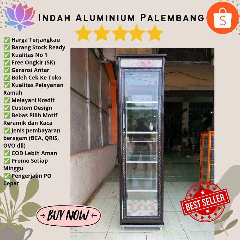 LEMARI HIAS 1 PINTU SERBAGUNA ALUMIMIUM KACA MINIMALIS PALEMBANG