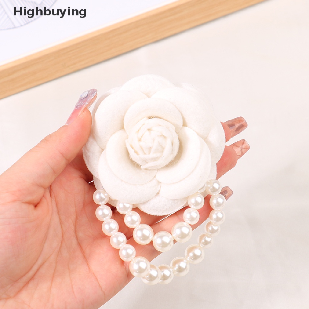 Bros Pin Korsase Desain Bunga Camellia Aksen Mutiara Rumbai Bahan Kain Gaya Korea Untuk Wanita Glory