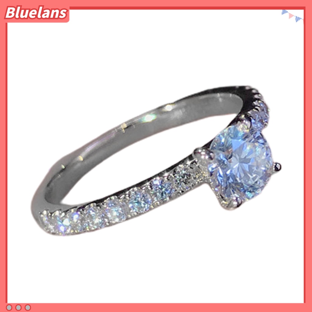 Cincin Jari Electroplated Bentuk Bulat Aksen Berlian Imitasi Untuk Wanita