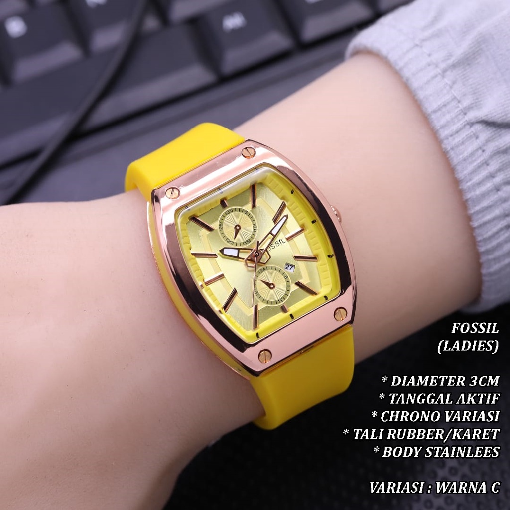 (BISA COD) JAM TANGAN WANTIA FASHION TALI RUBBER BODY OVAL ROSE GOLD TANGGAL AKTIF CHRONO VARIASI