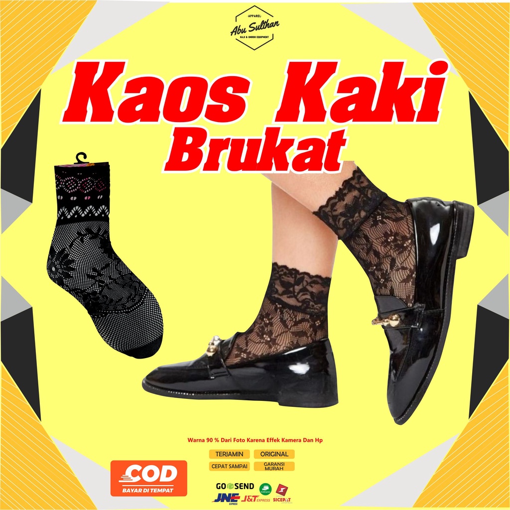 Kaos Kaki Wanita Perempuan Brukat Hitam Renda Motif Polos Wedding Perlengkapan Nikah Haji Umroh Abu Sulthan Kaos Kaki Semata Kaki
