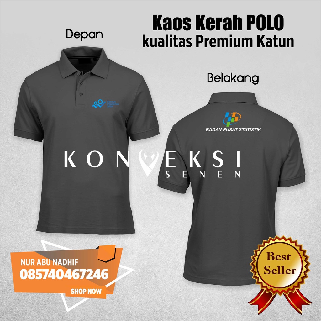 KAOS POLO SHIRT BPS BADAN PUSAT STATISTIK SENSUS PENDUDUK polo shirt - Kaos BPS - Baju BPS