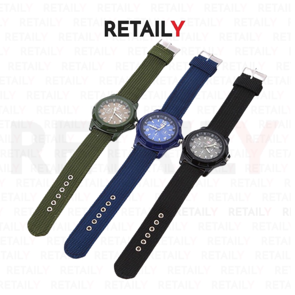 Retaily J170 Jam Tangan Kanvas Pria Jam Analog Cowok Fashion