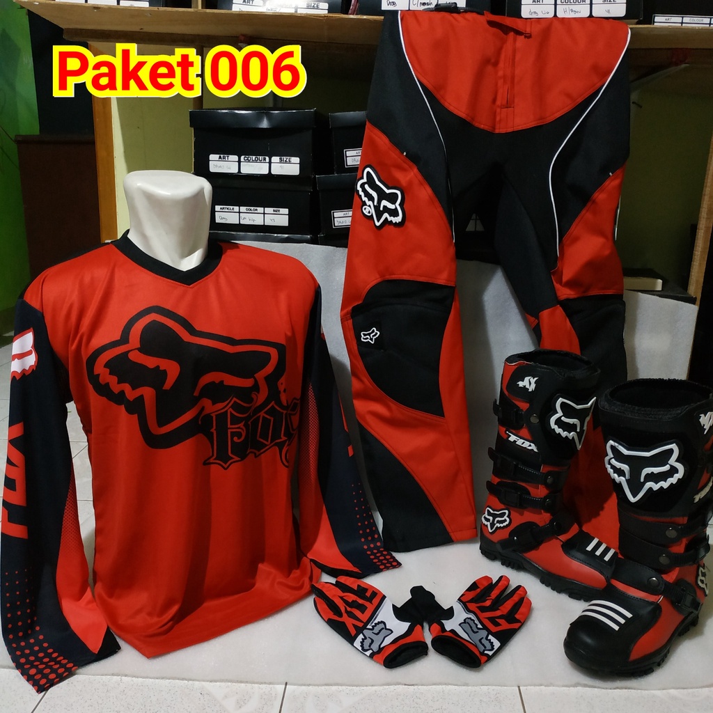 promo satu set sepatu cross trail jersey sett dan glove print terlaris setelan offroad motor cross t
