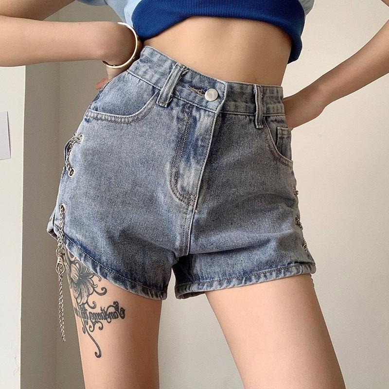 Celana pendek wanita korea hotpants highwaist denim fashion korean style short pants ootd