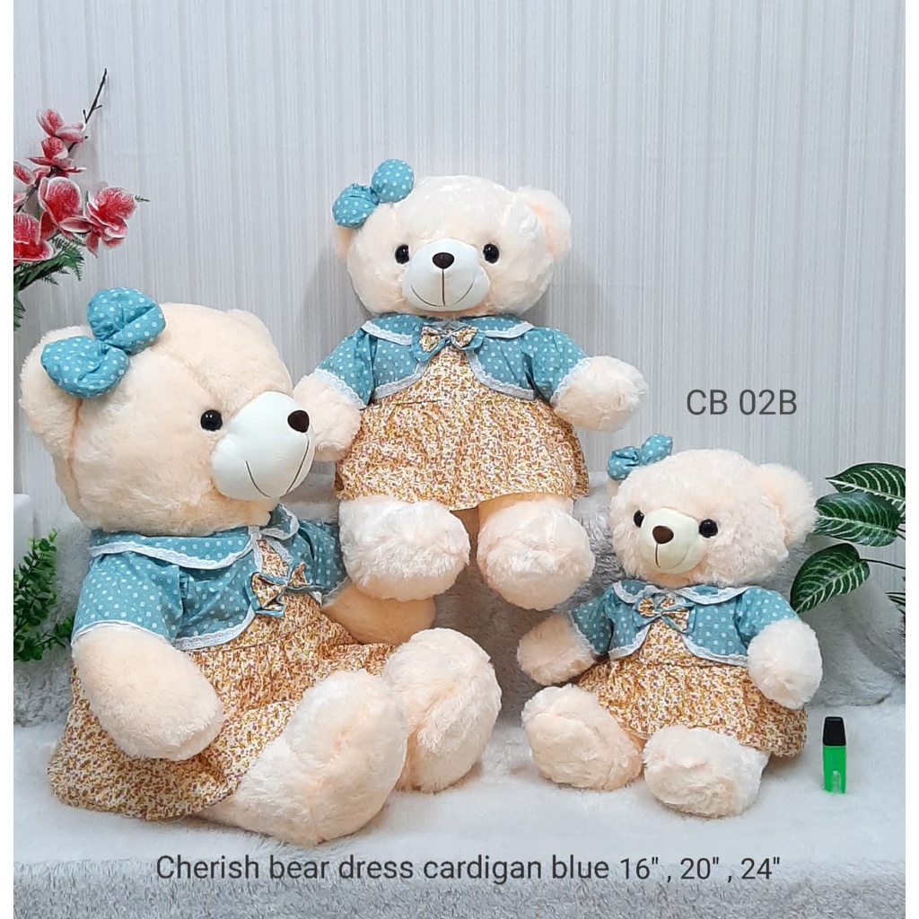 Boneka Teddy Bear Dress Size 70cm/20&quot;/boneka beruang/boneka bear Besar/Boneka Bear Dress Bunga/Bear Dress Motif/Kado Bear Special