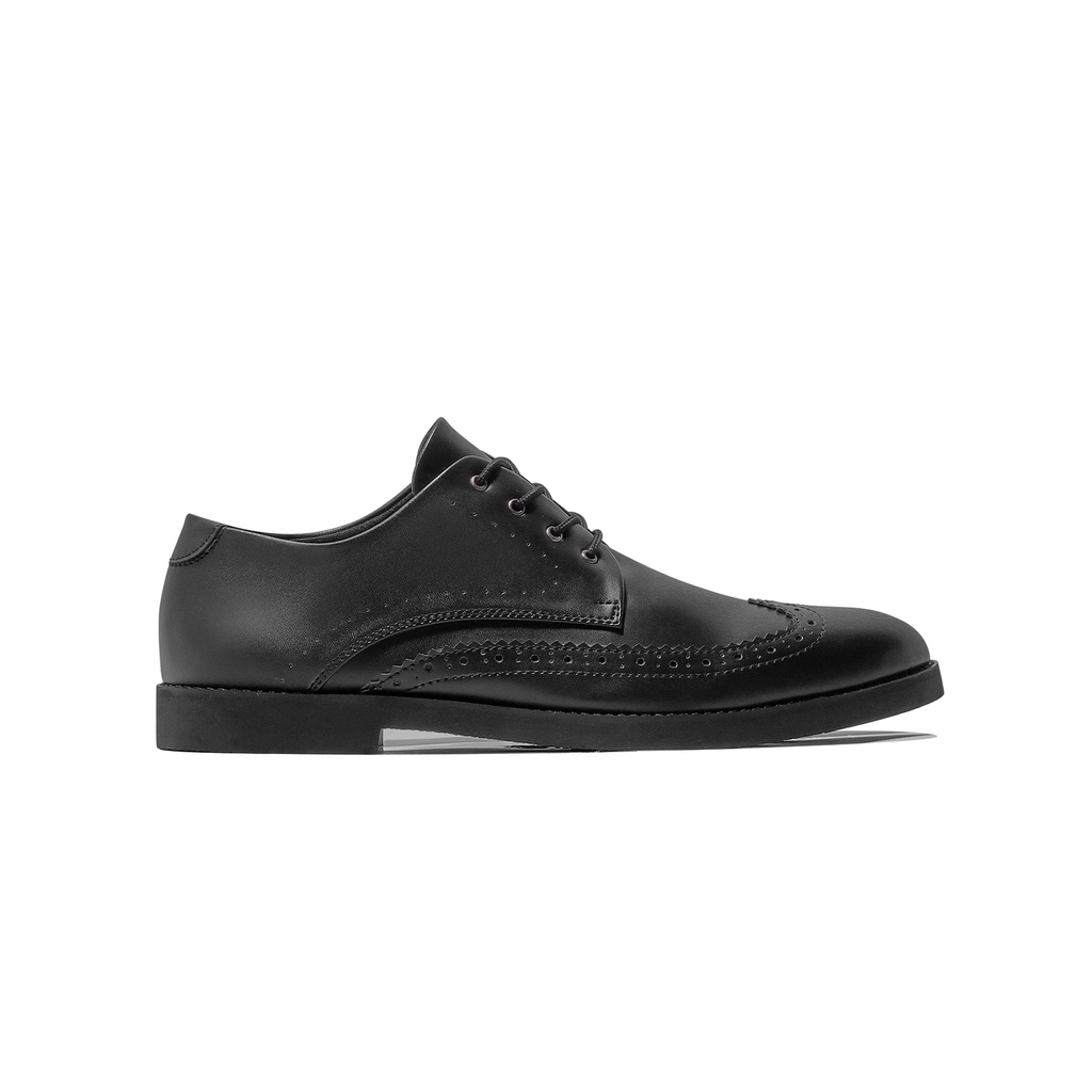 Legacy Black | Sepatu Pantofel Hitam Pria Casual Kerja Cowok Oxford Longwing Wingtip Pantofel Laki | Lvnatica x FORIND