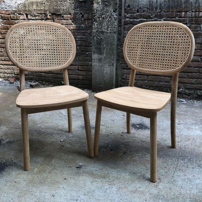 Kursi cafe anyaman rotan minimalis jati mentah jati jepara