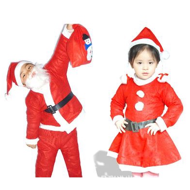 4-12 Tahun full set kostum santa claus flanel costume natal anak christmas oldman cosplay xmas