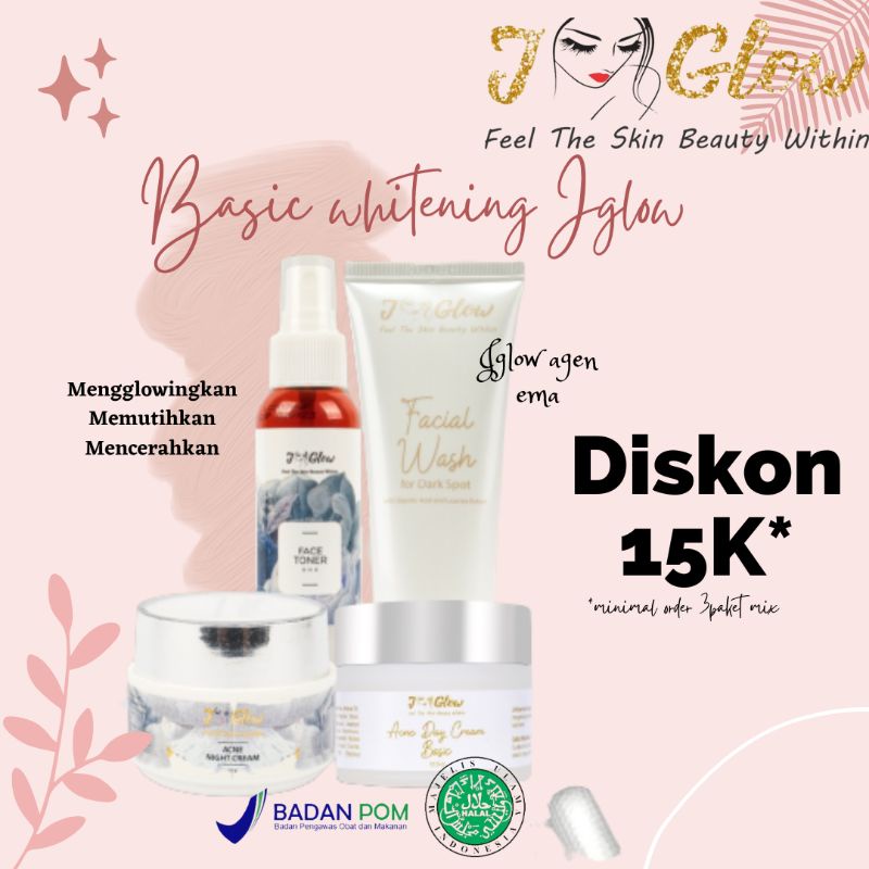 J GLOW Paket Basic / Pemula / Skincare (Cod) / J Glow Jw skincare Kulit putih Glowing Aman / Bpom