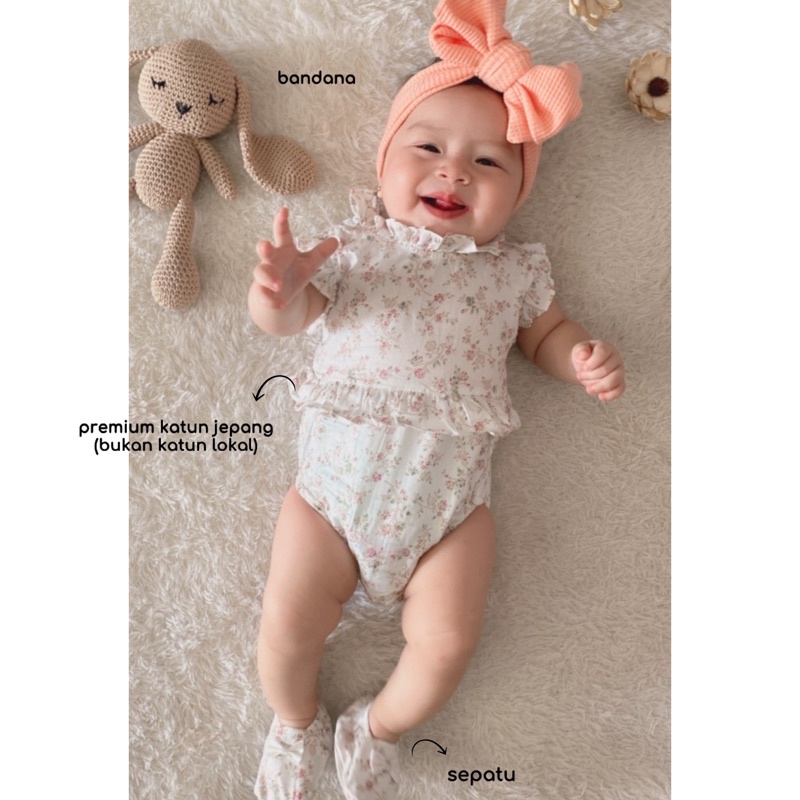 SAKURA Baju Jumper Bunga Bandana Sepatu Pergi Lucu Fashion Anak Bayi Perempuan Cewe Terlaris Lucu yui noe