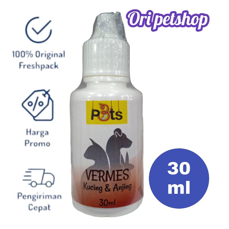 3pets Vermes 30ml - Obat Cacing Untuk Kucing Dan Anjing