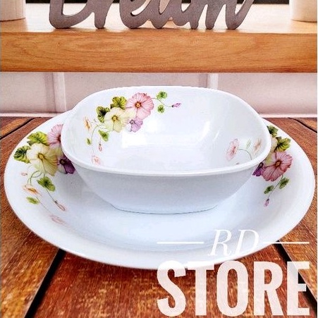 PROMO 2 PCS. ISI NYA 1.PIRING &amp; 1.MANGKOK MOTIF MELAMINE