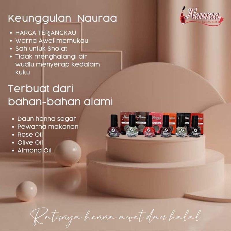 KUTEK MUSLIMAH HALAL KUTEK NAURAA WARNA MAROON NAIL ART MAROON BEAUTY UKURAN 5ML