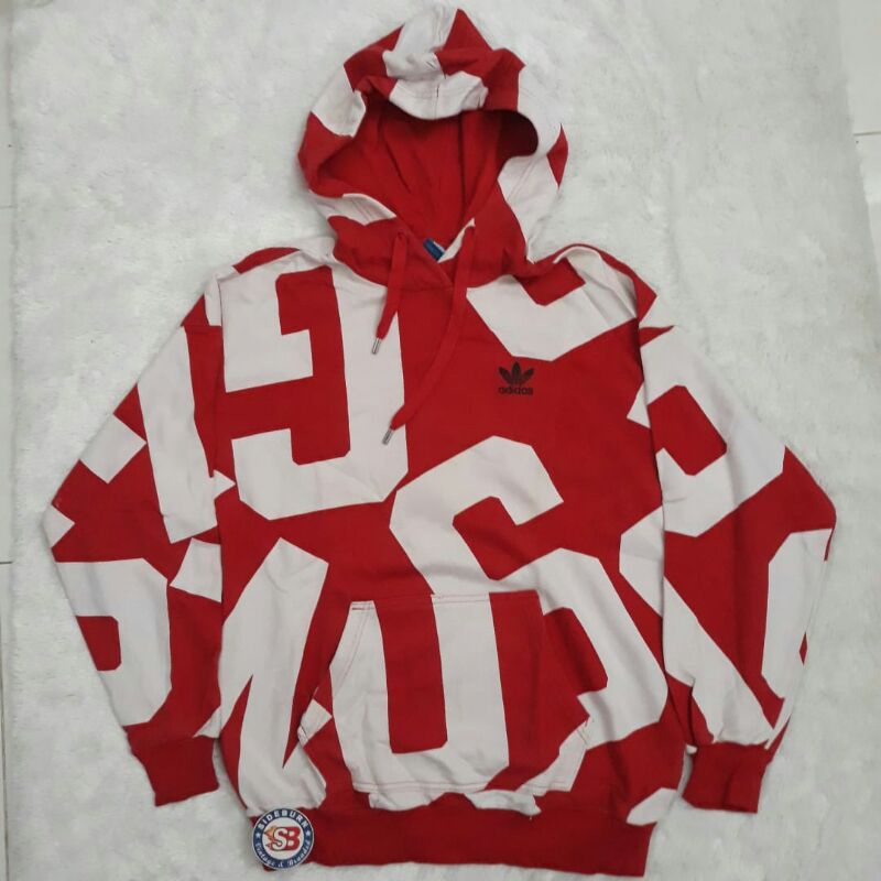 HOODIE ADIDAS TREFOIL RED AND WHITE ORIGINAL